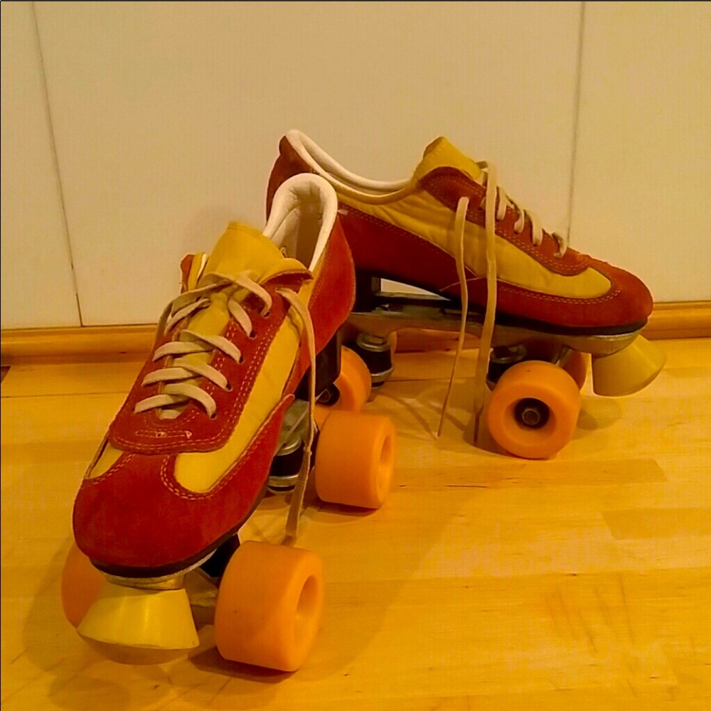 Vintage Roller Skates Orange and Yellow Size 8